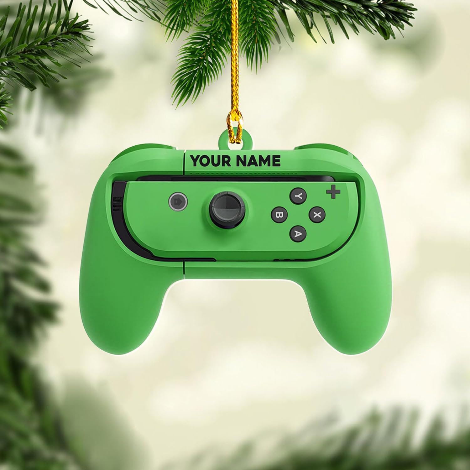 Artparel Personalized Gamer Ornament Custom Name Game Controller Ornament Shape Flat Computer Ornament for Gamer Gaming Ornament Gamer Christmas Ornament (GC10)