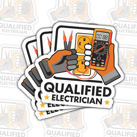 (3PCS) Qualified Electrician Funny Sticker, Certificate Toolbox Design, Die Cut Waterproof Vinyl Decal for Laptop, Water Bottle, Car, Phone, Window, Helmet, Notebook, Lineman Wireman Gift 3 Inch