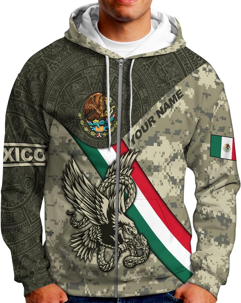 Personalized Name Mexican Hoodie 3D, Customized Mexican Hoodies for Men, Unisex Mexico Hoodie, Mexico Hoodies for Men 1
