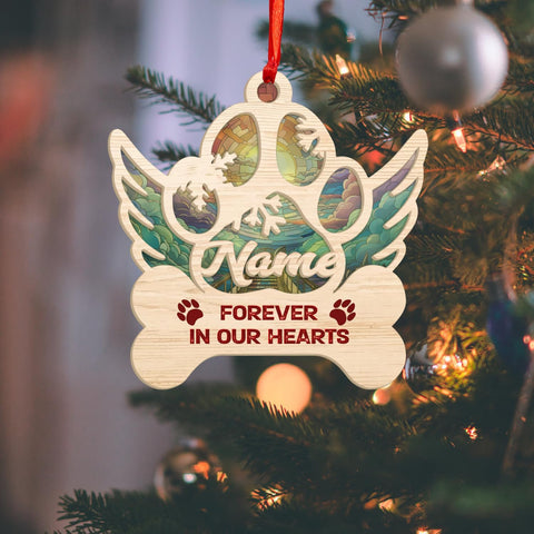 MAPrints Personalized Wooden Dog Cat Paw Suncatcher Ornament Christmas 2024, Custom Dog Paw Suncatcher Wood Ornaments with Names, Pet Paw Wooden Dog Ornament, Pet Paw Christmas Ornament (PAW 4)