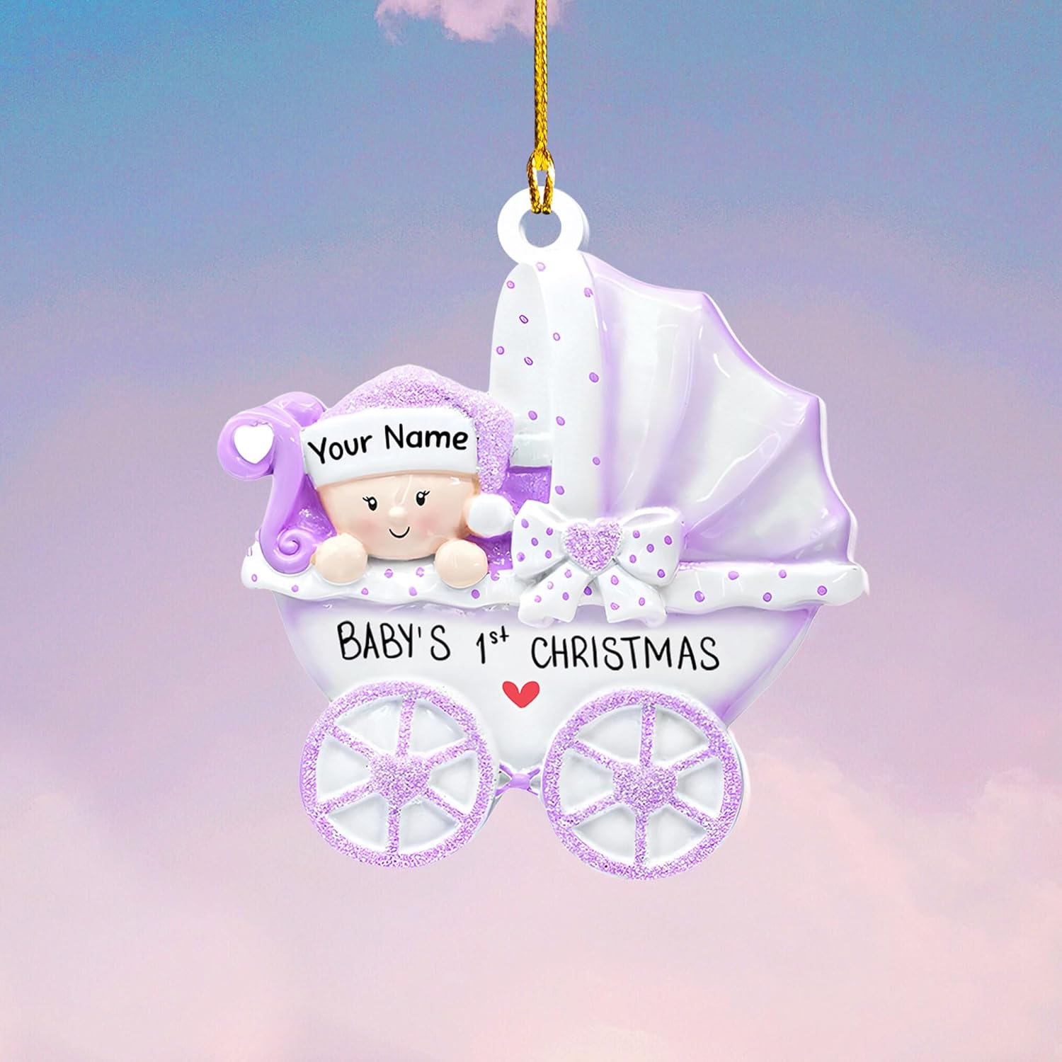MAPrints Personalized Baby\u2019s First Christmas Keepsake Acrylic 2D Shape Flat Ornament, Custom New Baby Gift, Babys 1st Christmas Ornament 2023 Boy Or Girl Newborn, for New Mom Dad (Style 2)