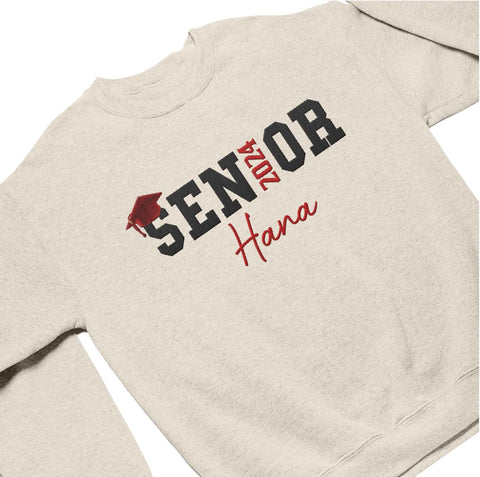 Intenprints Personalized Senior 2024 Sweatshirt Class of 2024 Senior 2024 Shirt Custom Embroidered Graduate Shirt