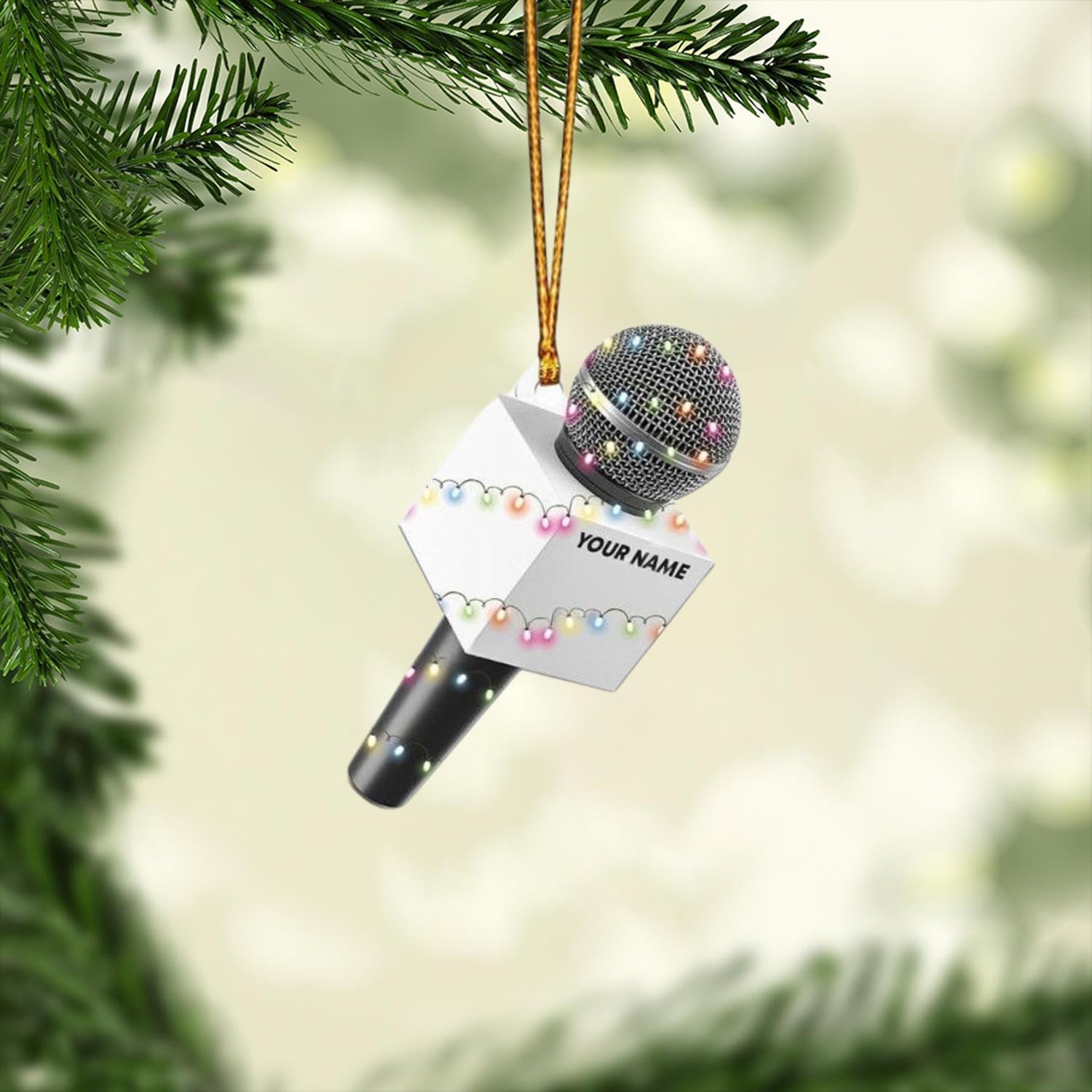 Personalized Microphone Ornament 2024 Singing Christmas Ornament Microphone Christmas Ornament Singing Ornament Concert Christmas Ornament Music Symbol Ornament (Acrylic, Style 6)