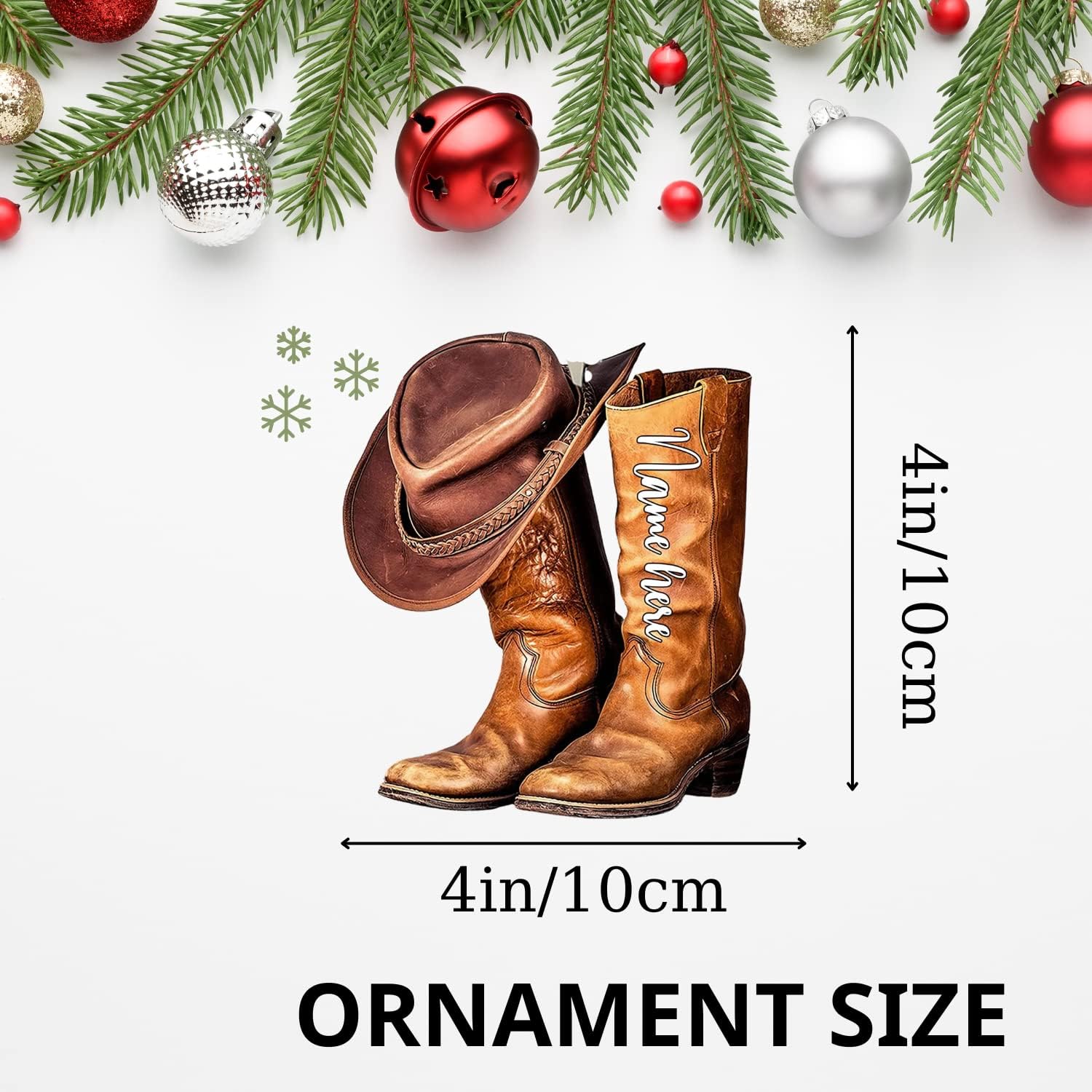 Personalized Boots and Hat Cowboy Christmas Ornament, Horse Light Ornament, Horse Christmas Ornament, Christmas Horse Ornament, Horse Ornaments for Christmas Tree Gift for Horse Lover (CB4) (1, HL8)