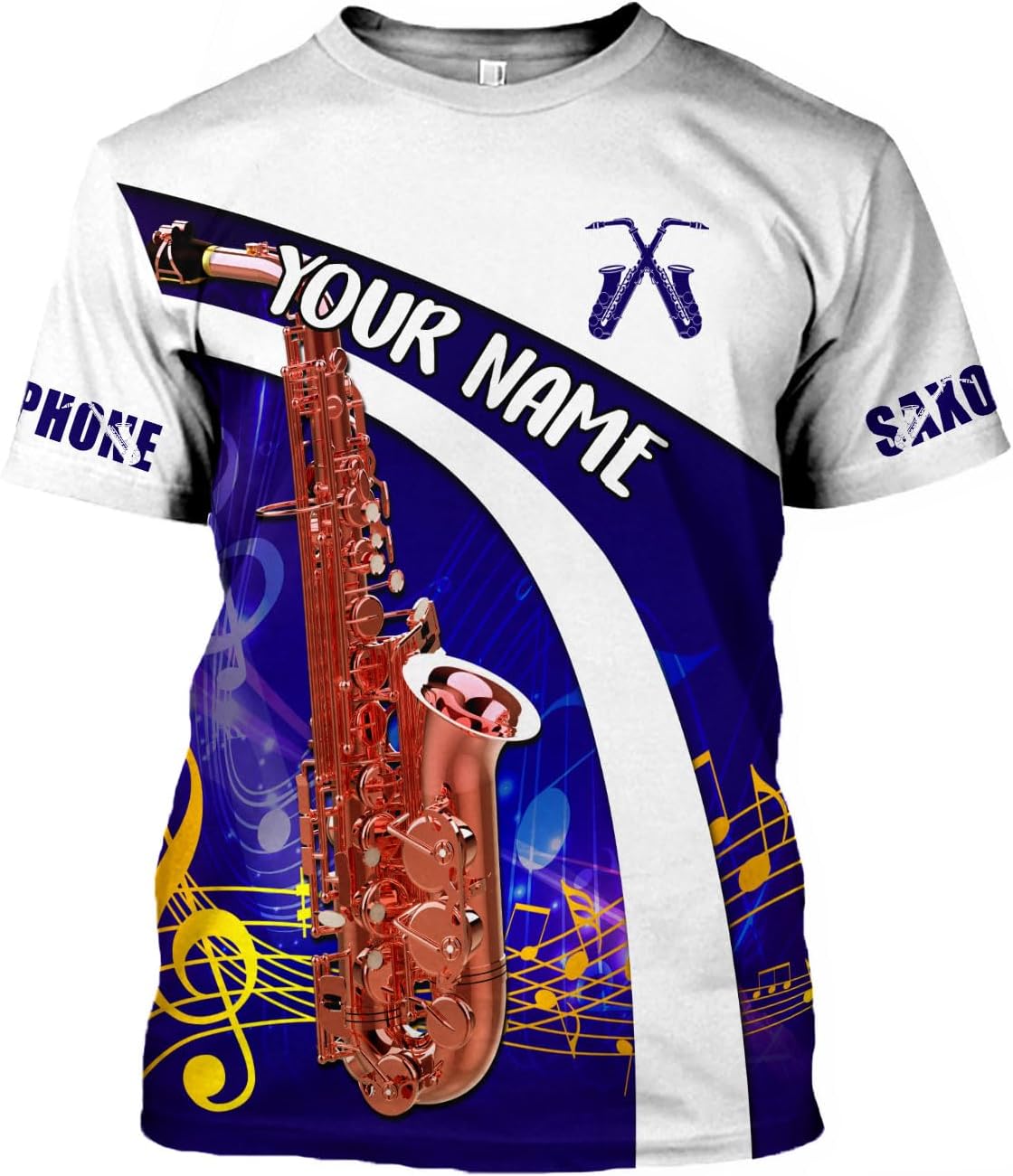 Personalized T Shirt for Saxophone Player, Custom Saxophone 3D Shirt Men Women, Present to Musican Saxophone Team Uniform