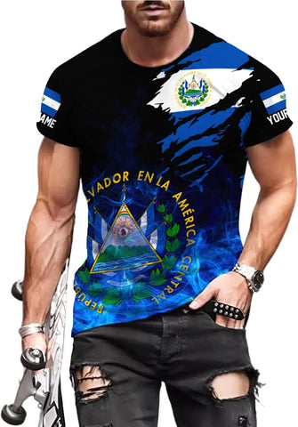 Custom El Salvador Flag Shirt for Men Women Personalized Salvadoran Pride Tshirt 3D El Salvador Clothes Salvadoreñas Shirts