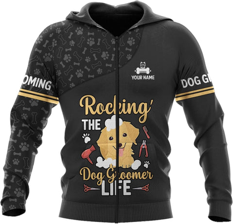 Mostprints Personalized Name Dog Groomer Shirt 3D, Funny Dog Groomer Apparel Shirts, Dog Groomer Gifts for Men and Women