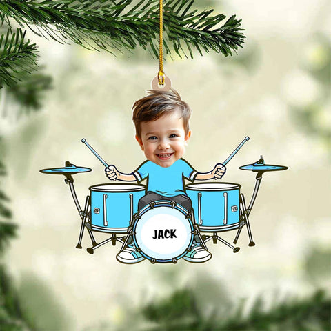 Podagree Personalized Drum Set Ornaments for Christmas, Customized Drummer Playing Drum Christmas Ornament, Custom Name Year Drummer Xmas Ornament, Instrument Ornaments, Drum Ornament Xmas (DRM10)