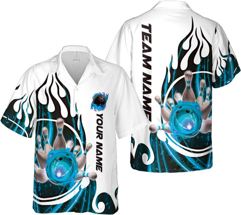 Mostprints Personalized Name Bowling Hawaii Shirts for Men and Women 3D, Bowling Shirts for Team Bowling, Bowling Shirts Gift