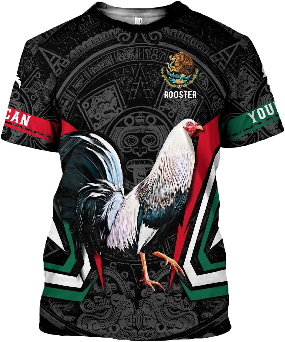 Woseprints Personalized Name Mexican Shirts for Men, Rooster Mexico Shirts for Men, Mexico Shirt Eagle Flag Mexican Eagle