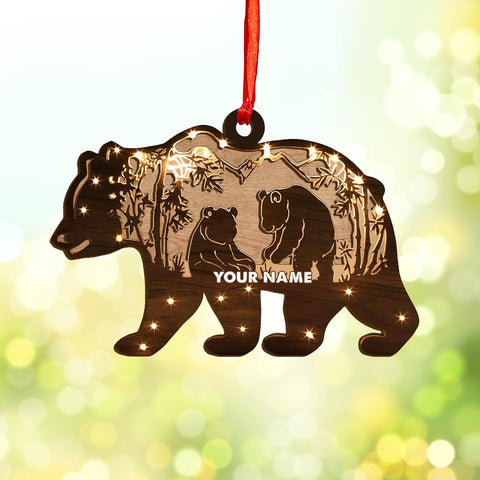 MAPrints Personalized Panda Ornament Xmas Tree, Panda Acrylic Or Wood Flat Shape Ornament Christmas 2024, Panda Lovers Ornament Xmas Decor, Panda Bear Gifts Panda Bamboo Hanging Ornament (Panda 3)