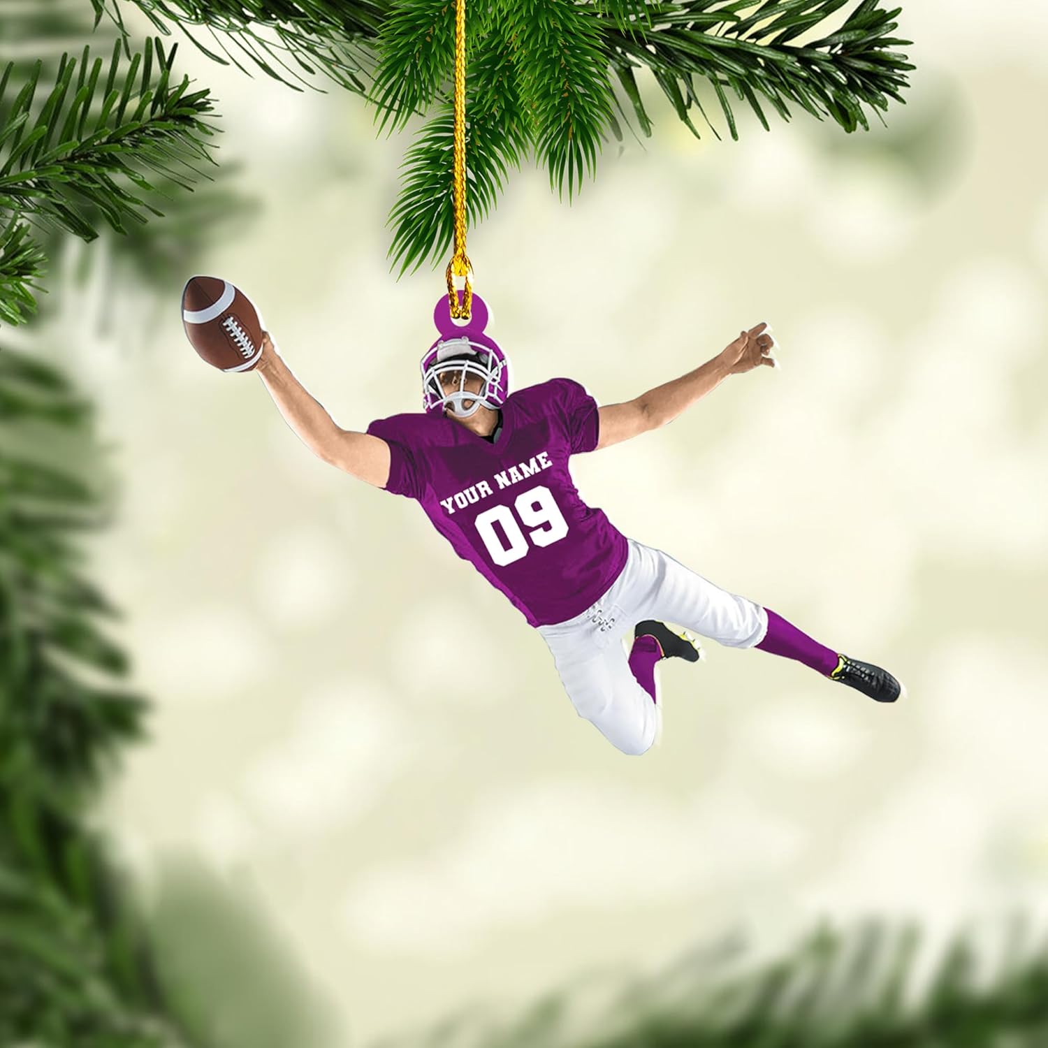 Artparel Personalized Football Ornament Customized Football Christmas Ornaments Football Ornament Christmas Hanging Décor Gift for Football Fans Football Gifts Gift for Football Player (FB 15)