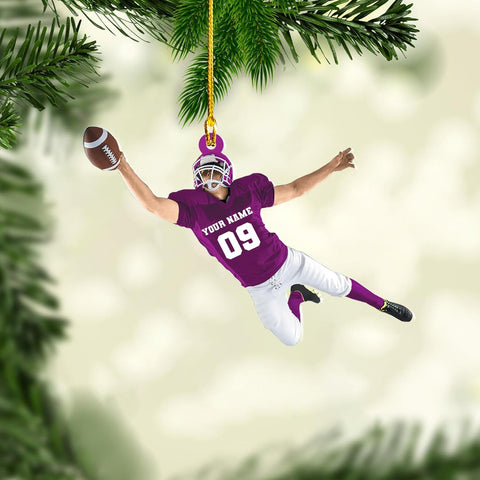 Artparel Personalized Football Ornament Customized Football Christmas Ornaments Football Ornament Christmas Hanging Décor Gift for Football Fans Football Gifts Gift for Football Player (FB 15)