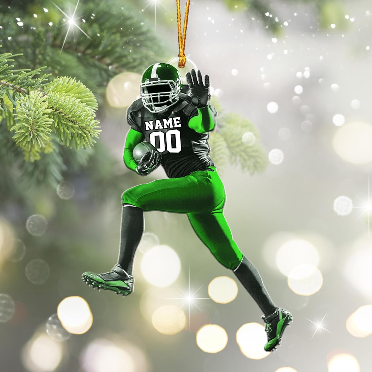 AOVL Personalized Football Ornament Customized Football Christmas Ornaments Football Ornament Christmas Hanging Décor Gift for Football Fans Football Gifts for Football (FB 9)