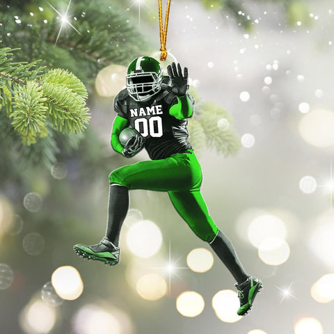 AOVL Personalized Football Ornament Customized Football Christmas Ornaments Football Ornament Christmas Hanging Décor Gift for Football Fans Football Gifts for Football (FB 9)