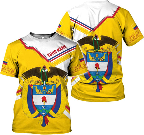 Mostprints Personalized Colombia Shirt 3D, Custom Colombia Flag Shirts for Men Women, Colombian Pride T-Shirt, Unisex Shirt