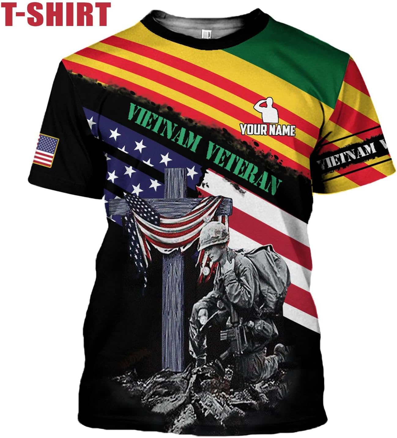 Mostprints Personalized Name Vietnam Veteran Shirts 3D, Veterans Shirts for Men and Women, Veteran's Shirt Vietnam Veteran S-5XL