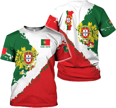 MoonArt Personalized Portugal Shirt Custom Portuguese Flag Lion Hoodie for Men and Women, Portuguese Pride