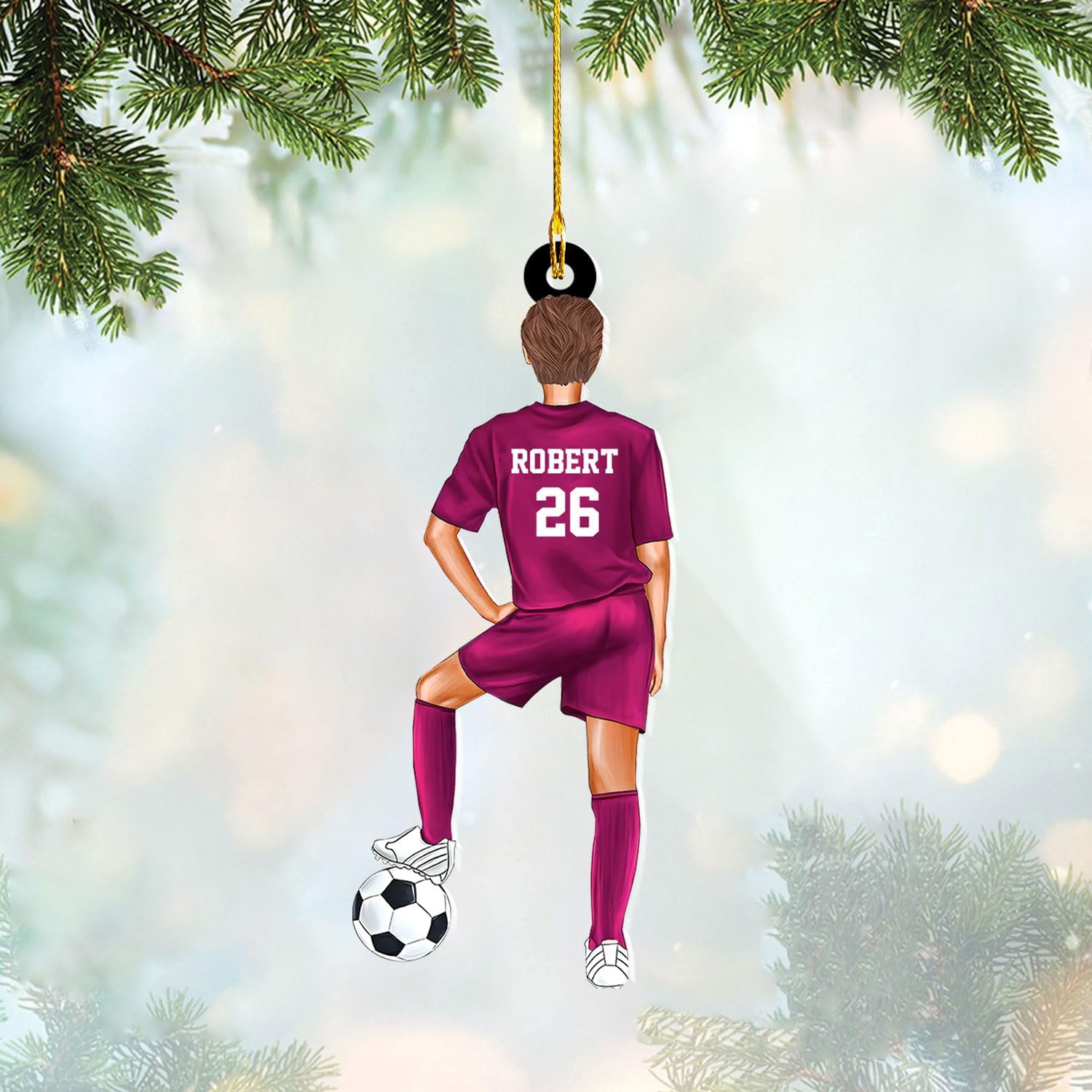 mostprints Personalized Soccer Christmas Ornament, Soccer Ornament for Boys, Soccer Team Ornaments, Gifts for The Soccer Player, Soccer Player Ornament, Soccer Gift Tree Hanging (SC9)