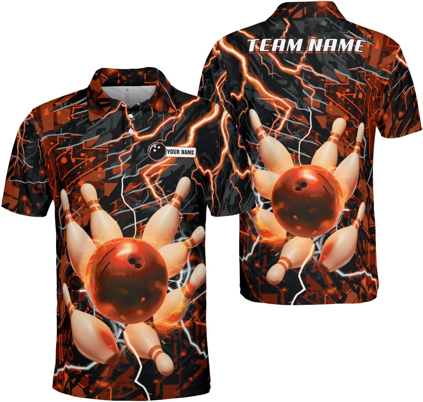 Mostprints Personalized Name Bowling Polo Shirts 3D for Men and Women, Bowling shirt, Bowling Shirts for Men Team Bowling Shirt