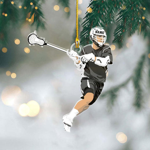 AOVL Personalized Lacrosse Ornament Lacrosse Christmas Ornament Lacrosse Ornaments for Christmas Tree Lacrosse Gifts Lacrosse Coach Gifts Lacrosse Player Gift Sport Fan (LC2)