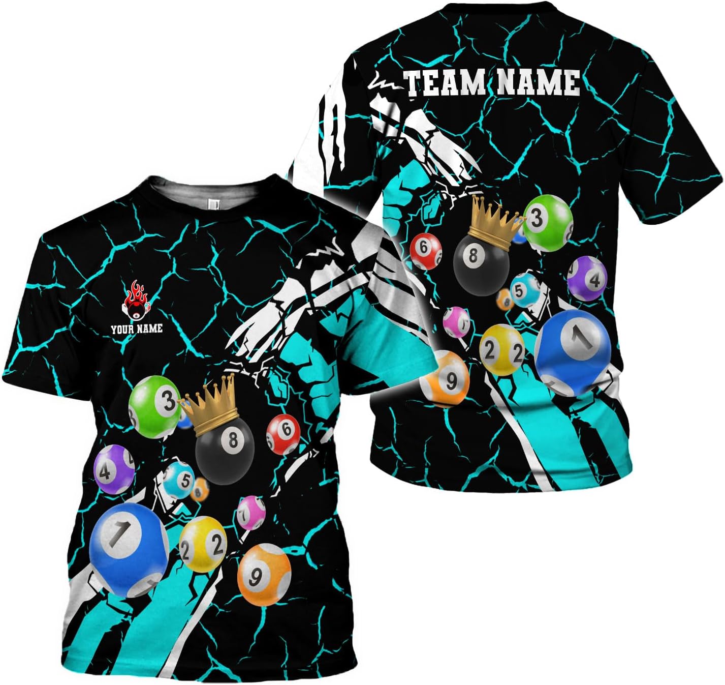 Ligthuy Personalized Name Billiard Shirts 3D, Billiards Shirt 8 Ball Billiard Shirt Custom Men's Pool Men Women1
