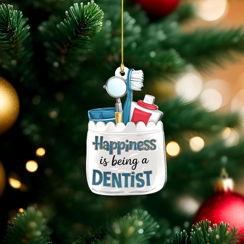 Personalized Dentist Christmas Ornament, Santa's Favorite Dentist Ornament, Doctor or Dental Hygienist Assistant Keepsake Gift, Teeth Ornament (Acrylic, Style 8)