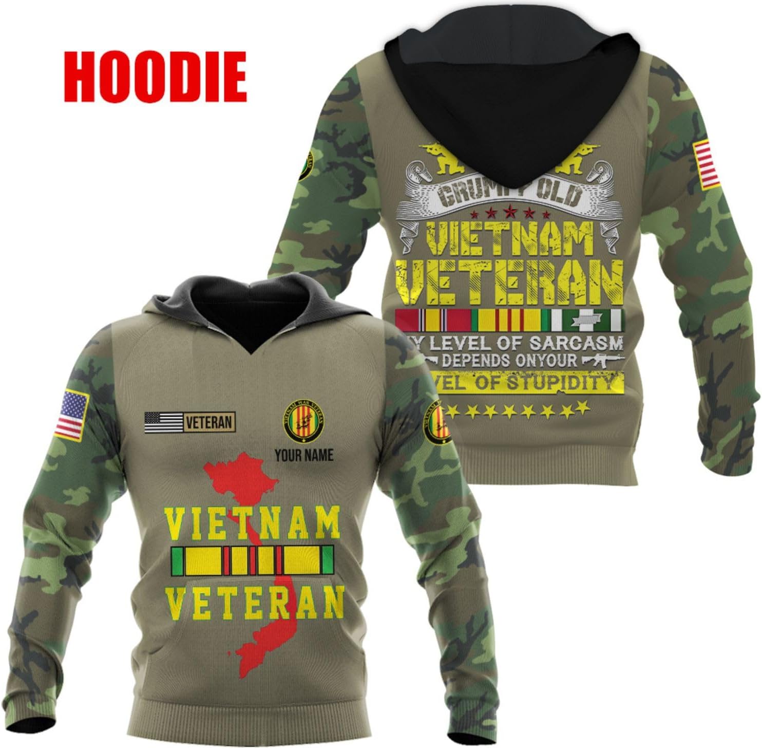 Ligthuy Personalized Name Vietnam Veteran Shirts 3D, Veterans Shirts for Men and Women, Veteran's Shirt Vietnam Veteran S-5XL