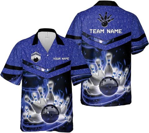 Mostprints Personalized Name Bowling Hawaii Shirts for Men and Women 3D, Bowling Shirts for Team Bowling, Bowling Shirts Gift