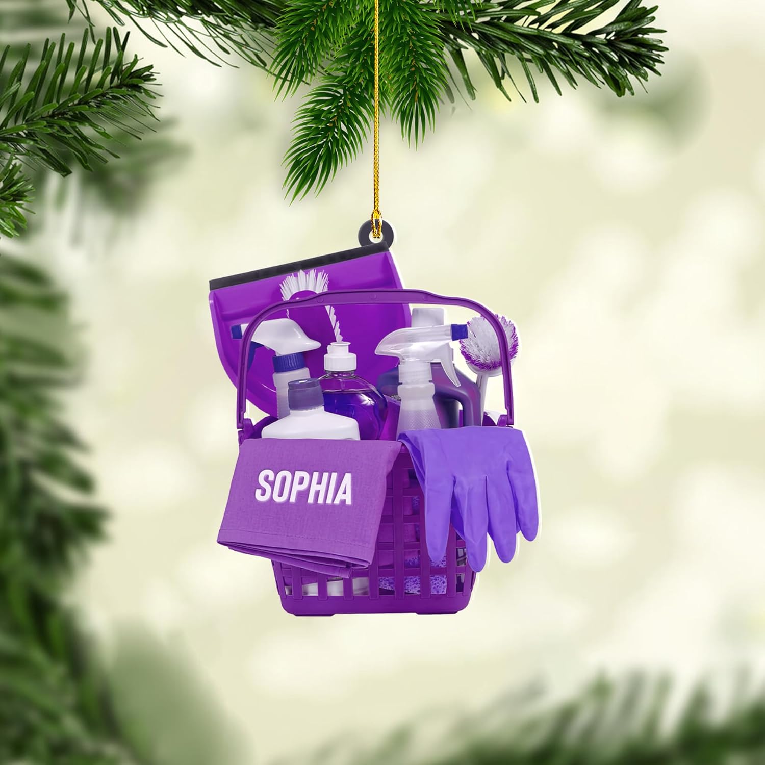 Personalized Housekeeping Ornament, Cleaning Tools Ornaments, Washing Cleaner Ornament Cleaning Lady Christmas Ornament Gifts for Cleaning Service Housekeeping Uniform Gift for Housekeeper (Hk23)