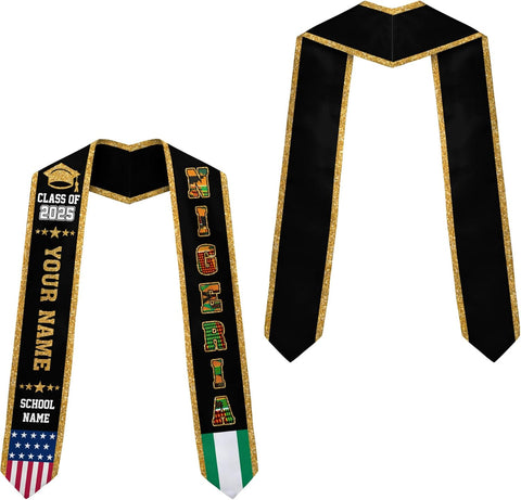 Pretyprints Custom Nigerian Graduation Sash Nigeria Graduation Stole Personalized Nigerian American Flag Graduation Sash 2025