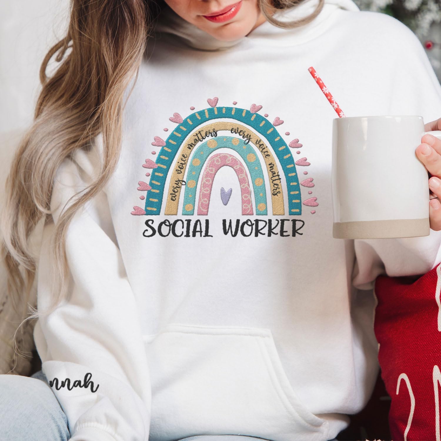 Custom Social Worker Embroidered Sweatshirt Future Social Worker Shirt Gift School Social Worker for Women Crewneck Pullovers