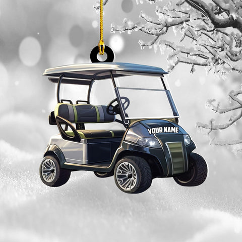 Piratify Personalized Golf Christmas Tree Ornament, Golf Cart Ornaments for Golfer, Golf Bag Christmas Decorations, Sport 2D Acrylic Flat Hanging Decor (Golf 2)