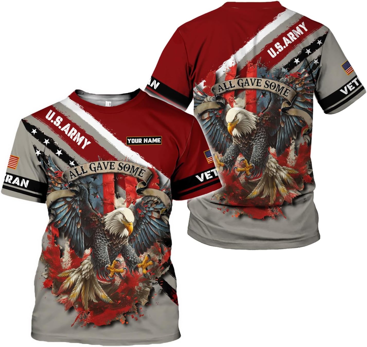 LigtHuy Personalized Name Veteran Shirt 3D, Us Army Shirt, Veteran Shirts, Veteran Shirts for Men, Veteran T Shirts for Men