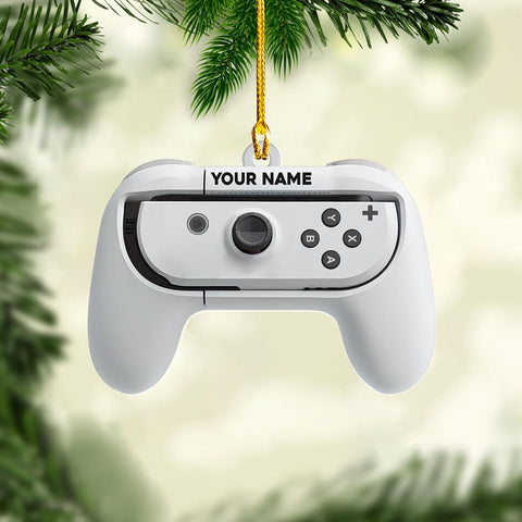 Artparel Personalized Gamer Ornament Custom Name Game Controller Ornament Shape Flat Computer Ornament for Gamer Gaming Ornament Gamer Christmas Ornament (GC10)