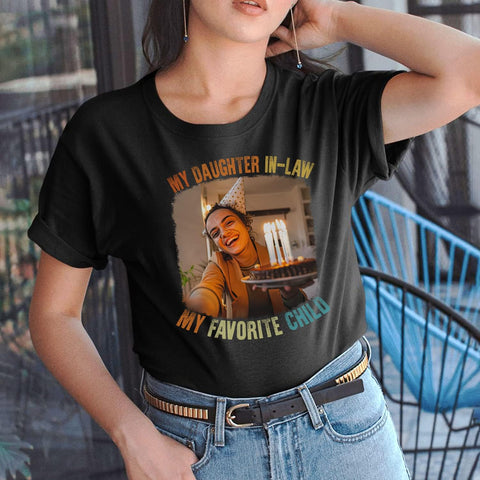 HomeDesign Personalized My Daughter in Law is My Favorite Child Shirt, Daughter in Law Tshirt Favorite Child is My Daughter