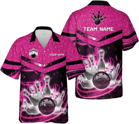 Mostprints Personalized Name Bowling Hawaii Shirts for Men and Women 3D, Bowling Shirts for Team Bowling, Bowling Shirts Gift