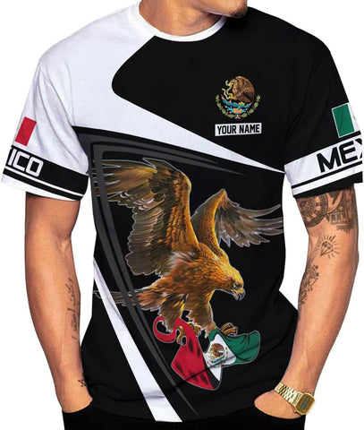RoyalBro Personalized Mexico Shirt, Camisas de Mexico Customized Mexican Shirts Mexican Flag Mexico 3D Shirt for Men Women