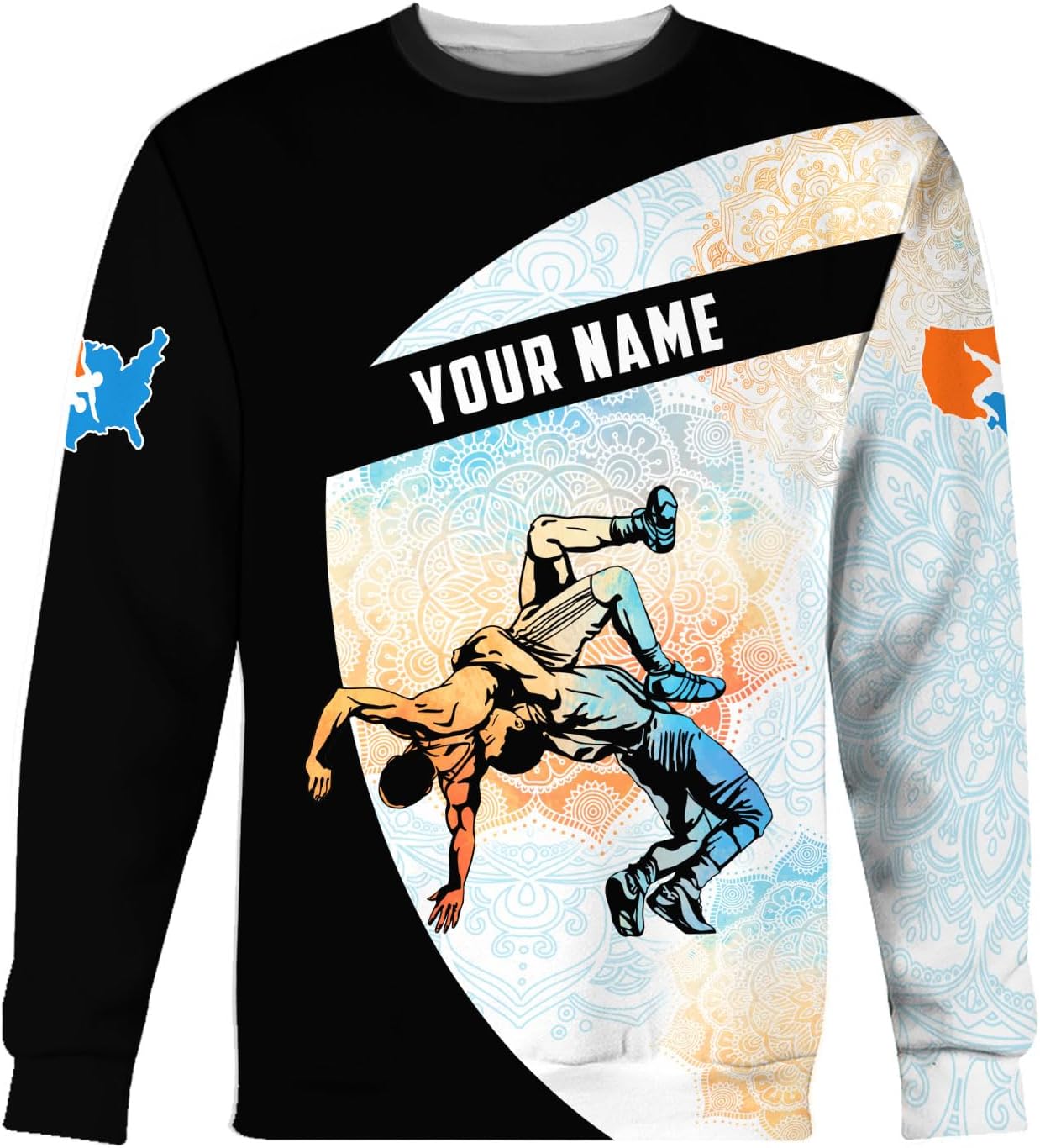 MAPrints Personalized Name Wrestling Shirt 3D All Over Print, Wrestle T-Shirt, Funny Free Hug Wrestling T-Shirt for Men S-5XL