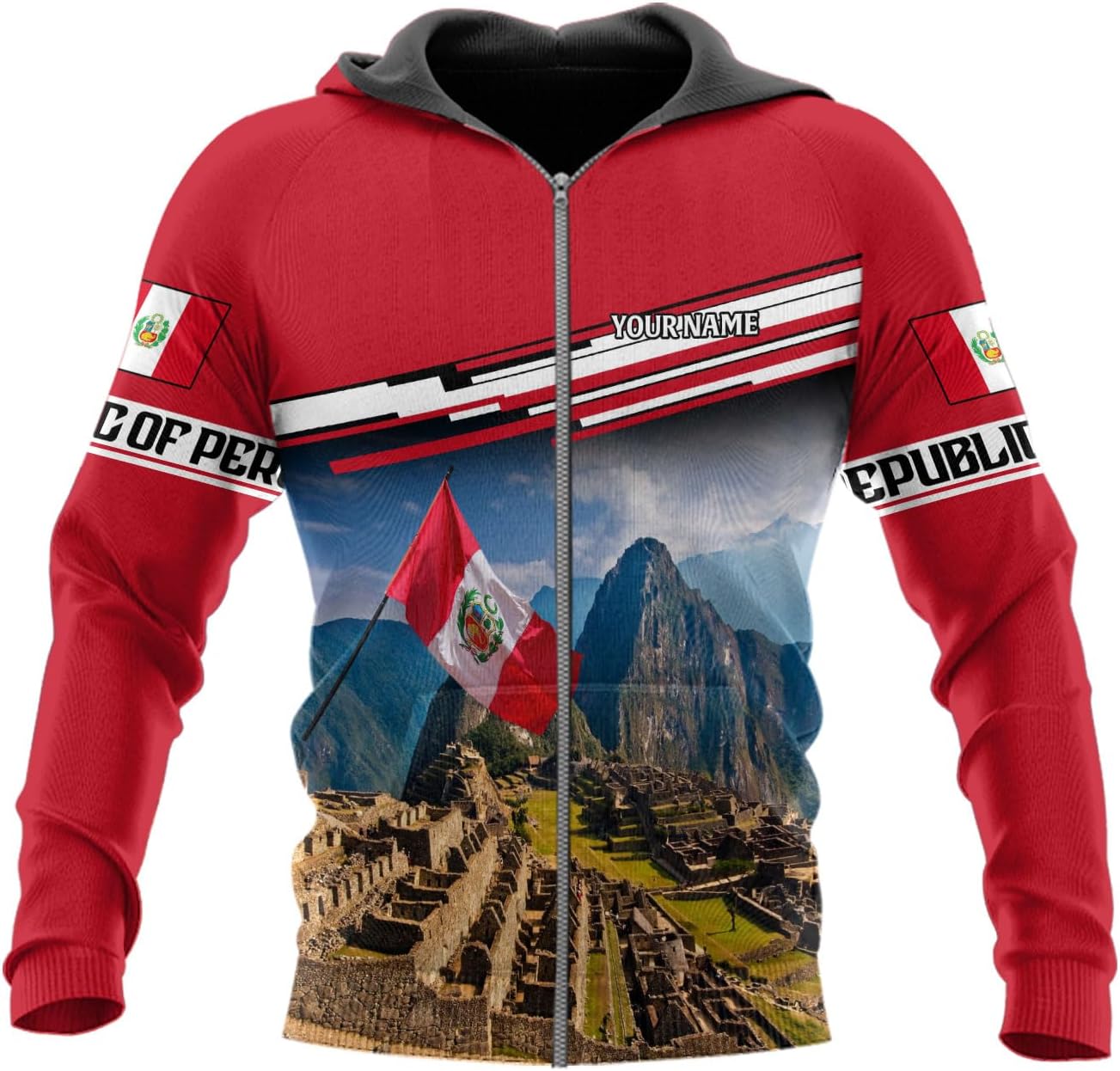 Woseprints Personalized Name Peru T-Shirts, Peru Flag Pride 3D T-Shirt for Men & Women