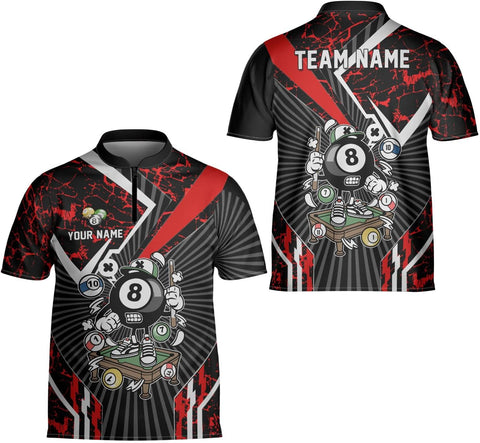 Ligthuy Personalized Billiard Jersey 3D, 8 Ball Shirt, Billiards Shirts for Men, Billiard Gifts for Men and Women S-5XL