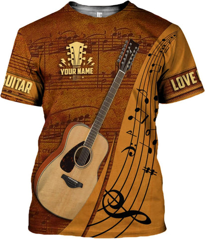 Custom Name Guitar Shirt 3D All Over Print, Guitar Shirts for Men, Unisex Guitar Shirts Music, Music Lover, Guitar Lover