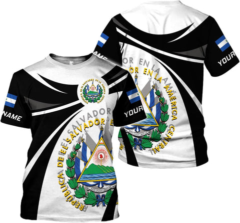 Ligthuy Personalized Name El Salvador Shirt 3D, El Salvador Flag Shirt for Men Women, Unisex T-Shirts S-5XL