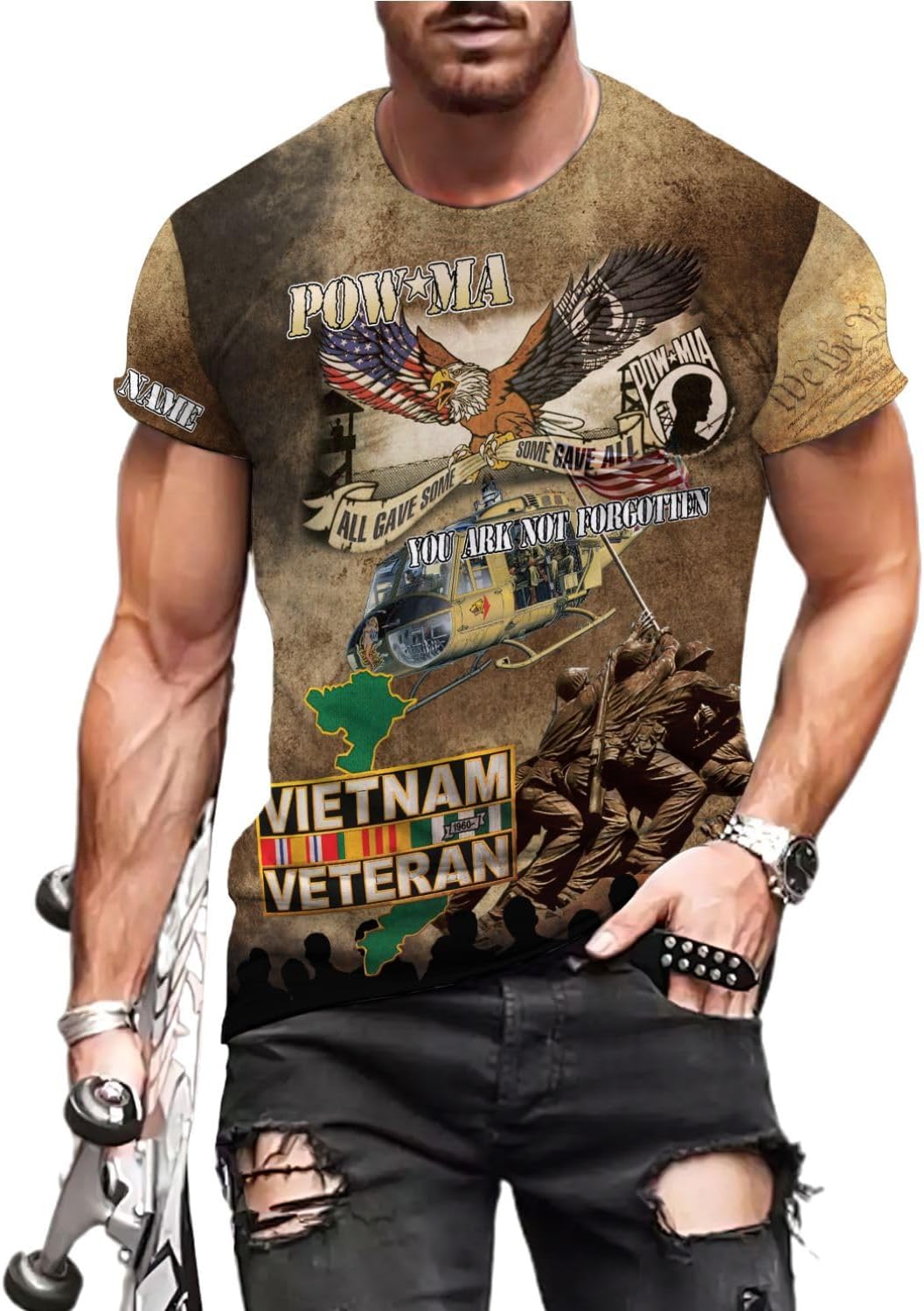 Ligthuy Personalized Name Vietnam Veteran Shirts 3D, Veterans Shirts for Men and Women, Veteran's Shirt Vietnam Veteran S-5XL