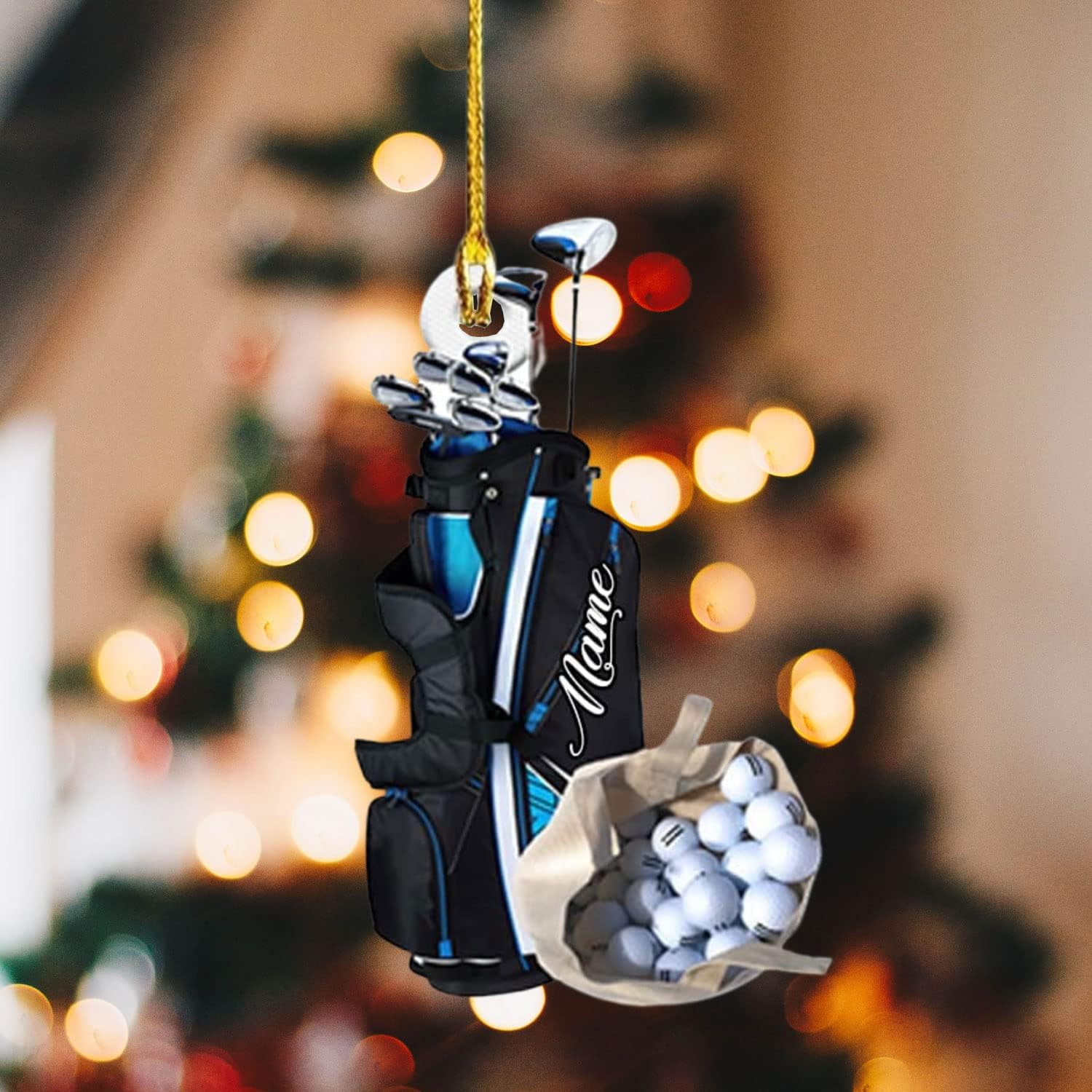 HomeDesign Personalized Golf Ornament Custom Golfer Ornaments Golf Christmas Ornaments Gifts for Golfer Golf Bag Golf Cart Golfcart Golf Ball Ornament Christmas Hanging Ornament (Style 3)