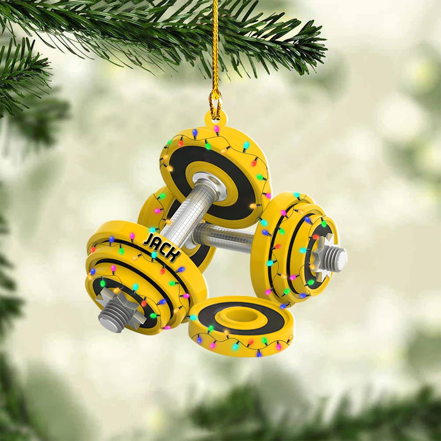 AOVL Personalized Weight Plate Ornament Weight Ornament Fitness Gift for Gym Ornament Merry Liftmas Christmas Hanging Ornaments Weight Plates Ceramic Ornament (DF1)
