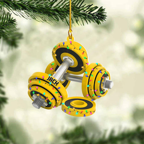 AOVL Personalized Weight Plate Ornament Weight Ornament Fitness Gift for Gym Ornament Merry Liftmas Christmas Hanging Ornaments Weight Plates Ceramic Ornament (DF1)
