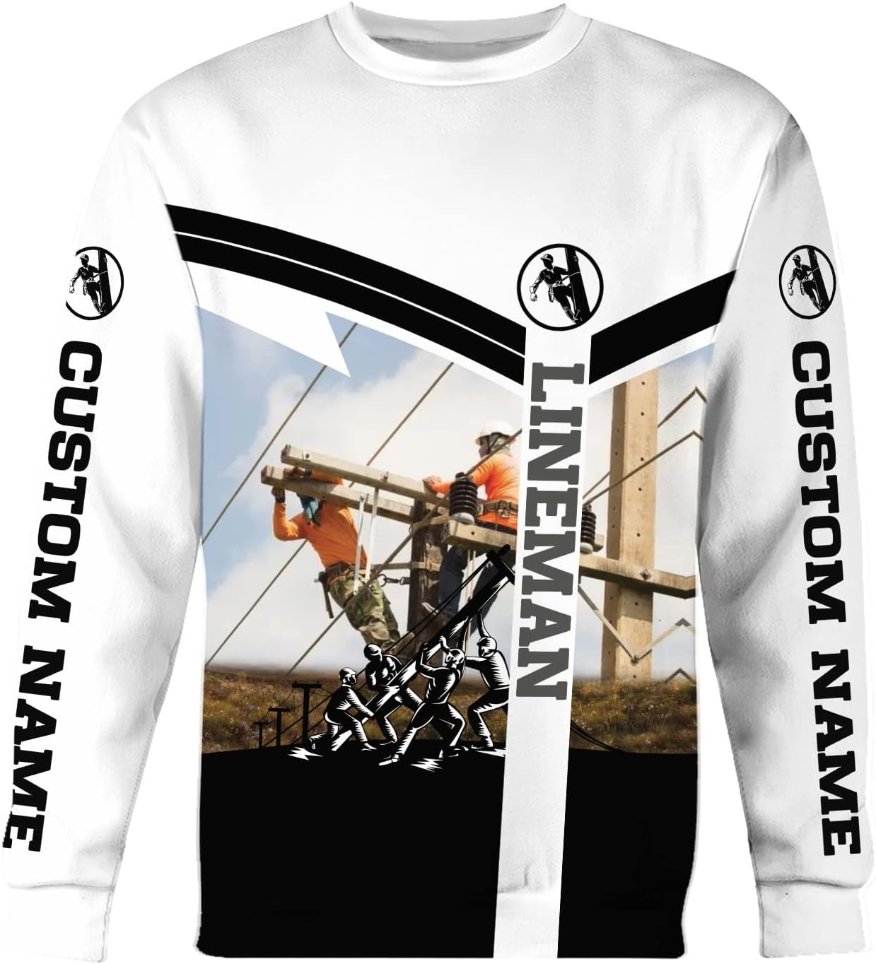 Personalized Lineman 3D Print Hoodies Unisex Pullover Hoodie Gift For Men, Women, Full Size S-5XL For Men Women