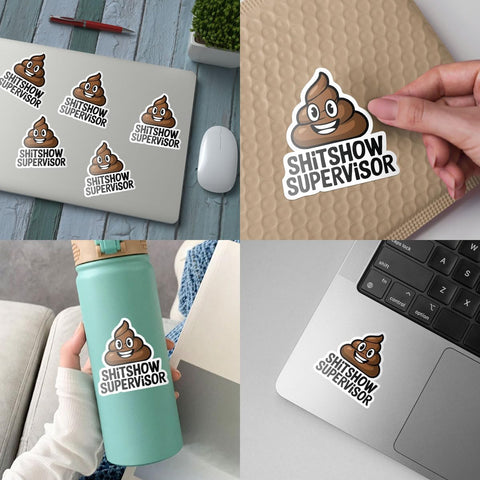 3 Pcs Shit Show Supervisor Sticker, Funny Shit Show Sticker, Funny Workplace, Sarcastic Motivational Shitshow Supervisor Decal Gift Decoration Car Phone Laptop Water Bottle 3 Inches