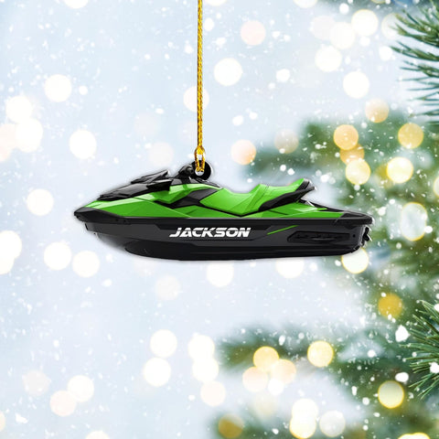 AOVL Custom Jet Ski Ornaments 2024 Jet Boat Ski Christmas Ornament Skiing Jet Boat Christmas Tree Ornament Gift for Watercraft Lovers Speed Boat Ornaments (JK9)